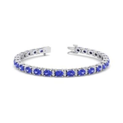 December Birthstone | Tanzanite Bracelet | 5 3/4 Carat Oval Shape Tanzanite and Diamond Bracelet In 14 Karat White Gold | SuperJeweler