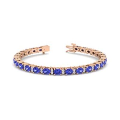 December Birthstone | Tanzanite Bracelet | 5 3/4 Carat Oval Shape Tanzanite and Diamond Bracelet In 14 Karat Rose Gold | SuperJeweler