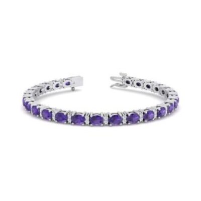 Amethyst Bracelet | February Birthstone | 5 3/4 Carat Oval Shape Amethyst and Diamond Bracelet In 14 Karat White Gold | SuperJeweler