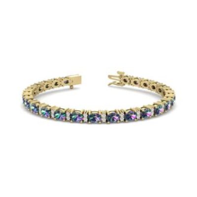 Mystic Topaz Bracelet | November Birthstone 6 Carat Oval Shape Mystic Topaz and Diamond Bracelet In 14 Karat Yellow Gold | SuperJeweler