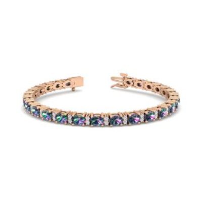 November Birthstone | Mystic Topaz Bracelet | 6 Carat Oval Shape Mystic Topaz and Diamond Bracelet In 14 Karat Rose Gold, 7 Inches | SuperJeweler