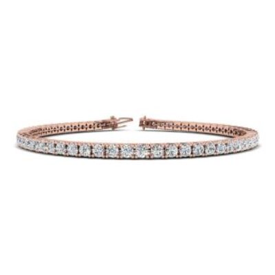 Mens Tennis Bracelet | 3 1/4 Carat Diamond Mens Tennis Bracelet In 14 Karat Rose Gold, 7 1/2 Inches | SuperJeweler