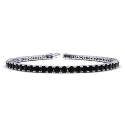 Mens Black Diamond Bracelet | 2 3/4 Carat Mens Black Diamond Bracelet In 14 Karat White Gold, 7 1/2 Inches | SuperJeweler