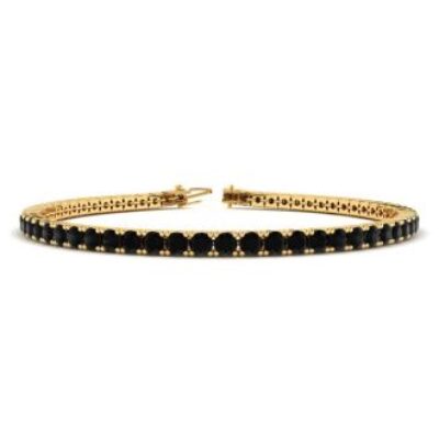 Mens Black Diamond Bracelet | 2 3/4 Carat Mens Black Diamond Bracelet In 14 Karat Yellow Gold, 7 1/2 Inches | SuperJeweler