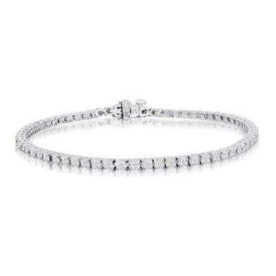 Mens Tennis Bracelet | 3 1/2 Carat Diamond Mens Tennis Bracelet In 14 Karat White Gold, 8 Inches | SuperJeweler