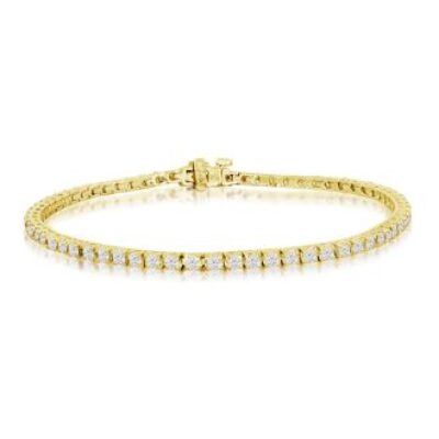 Mens Tennis Bracelet | 4 Carat Diamond Mens Tennis Bracelet In 14 Karat Yellow Gold, 9 Inches | SuperJeweler