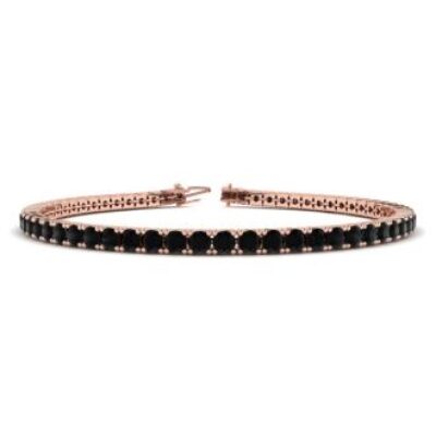 Mens Black Diamond Bracelet | 4 1/4 Carat Mens Black Diamond Bracelet In 14 Karat Rose Gold, 7 1/2 Inches | SuperJeweler