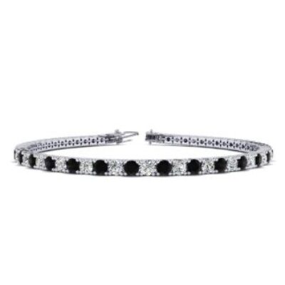 Mens Black Diamond Bracelet | 4 3/4 Carat Mens Black Diamond Tennis Bracelet, White Diamond, In 14 Karat White Gold, 8 1/2 Inches | SuperJeweler