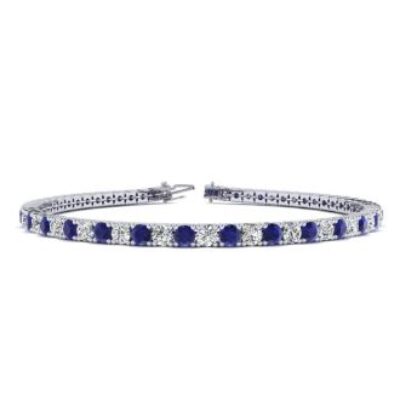 Mens Tennis Bracelet | 5 Carat Sapphire And Diamond Mens Tennis Bracelet In 14 Karat White Gold, 7 1/2 Inches | SuperJeweler