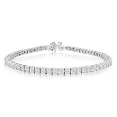 Mens Tennis Bracelet | 4 1/4 Carat Diamond Mens Tennis Bracelet In 14 Karat White Gold, 7 1/2 Inches | SuperJeweler