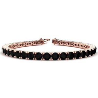 Mens Black Diamond Bracelet | 11 1/5 Carat Mens Black Diamond Bracelet In 14 Karat Rose Gold, 8 1/2 Inches | SuperJeweler