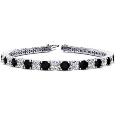 Mens Black Diamond Bracelet | 9 3/4 Carat Mens Black Diamond Tennis Bracelet, White Diamond, In 14 Karat White Gold, 7 1/2 Inches | SuperJeweler