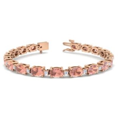 Morganite Bracelet | Oval Shape Morganite Bracelet With Diamonds In 14 Karat Rose Gold, 7 Inches