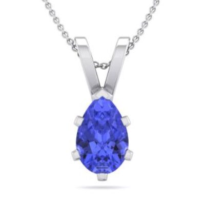 December Birthstone | Tanzanite Necklace | 1 Carat Pear Shape Tanzanite Necklace In Sterling Silver, 18 Inches | SuperJeweler