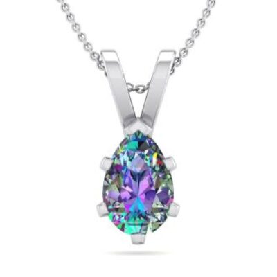 Mystic Topaz Necklace | Pear Shape Mystic Topaz Necklace In Sterling Silver, 18 Inches