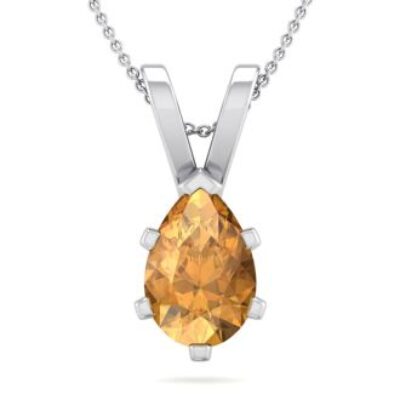 November Birthstone | Citrine Necklace | 1 Carat Pear Shape Citrine Necklace In Sterling Silver, 18 Inches | SuperJeweler