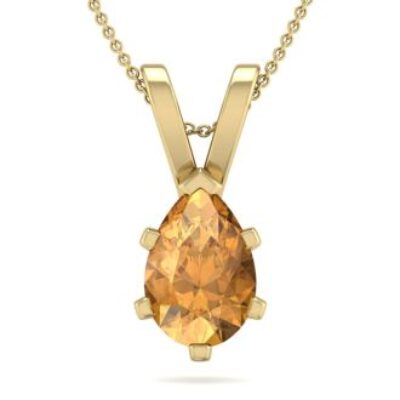 November Birthstone | Citrine Necklace | 1 Carat Pear Shape Citrine Necklace In 14K Yellow Gold Over Sterling Silver, 18 Inches | SuperJeweler