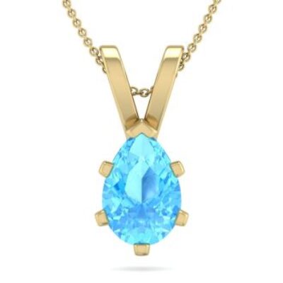 December Birthstone | Blue Topaz Necklace | 1 1/2 Carat Pear Shape Blue Topaz Necklace In 14K Yellow Gold Over Sterling Silver, 18 Inches | SuperJeweler