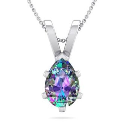 Mystic Topaz Necklace | Pear Shape Mystic Topaz Necklace In Sterling Silver, 18 Inches