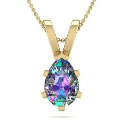 Mystic Topaz Necklace | Pear Shape Mystic Topaz Necklace In 14 Karat Yellow Gold Over Sterling Silver, 18 Inches