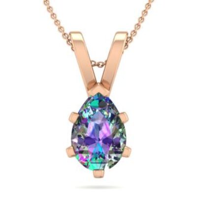 Mystic Topaz Necklace | Pear Shape Mystic Topaz Necklace In 14 Karat Rose Gold Over Sterling Silver, 18 Inches