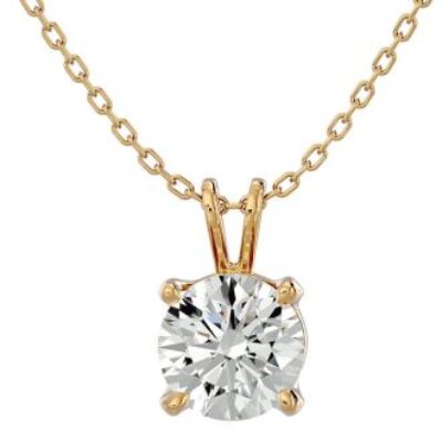 1ct Moissanite Solitaire Pendant Set In 14K Yellow Gold | SuperJeweler.com