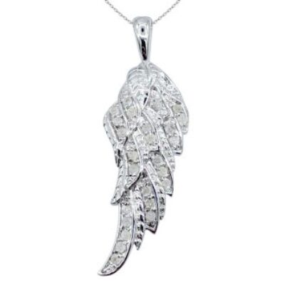 Diamond Wing Necklace, Nearly 1/2 Carat of Rose Cut Diamonds, 18 Inches | SuperJeweler