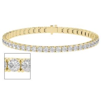 Moissanite Tennis Bracelet | 7 Carat Moissanite Tennis Bracelet In 14 Karat Yellow Gold | SuperJeweler