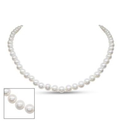 Pearl Strand | June Birthstone | 18 inch 7mm AA+ Pearl Necklace with 14K Yellow Gold Clasp