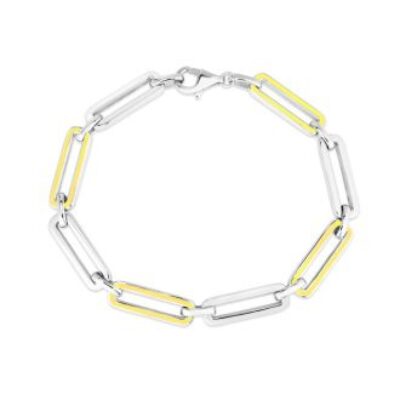 Sterling Silver and Yellow Enamel Paperclip Bracelet, 7 Inches | SuperJeweler