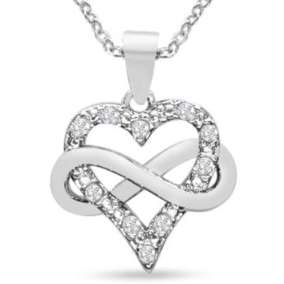 Leaning Rose Cut Diamond Heart Necklace | SuperJeweler