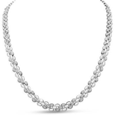 1/4 Carat Diamond Collar Necklace In Platinum Overlay, 16 Inches | SuperJeweler