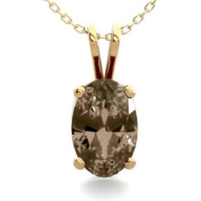 Smoky Necklace | 1/2ct Oval Smoky Quartz Necklace In 14K Yellow Gold Over Sterling Silver | SuperJeweler