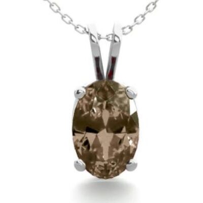 Smoky Necklace | 1/2ct Oval Smoky Quartz Necklace In Sterling Silver | SuperJeweler