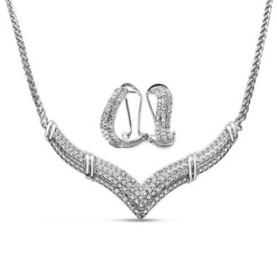 1/2 Carat Diamond Necklace and Hoop Earring Set