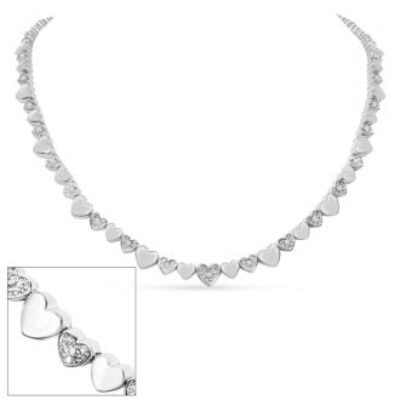 Diamond Tennis Necklace | 1/2 Carat Diamond Heart Tennis Necklace, 17 Inches | SuperJeweler