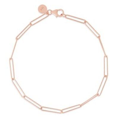 Paperclip Chain | 14 Karat Rose Gold Wire Paperclip Chain Bracelet