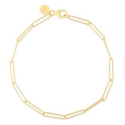 Paperclip Chain | 14 Karat Yellow Gold Wire Paperclip Chain Bracelet