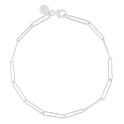 Paperclip Chain | 14 Karat White Gold Wire Paperclip Chain Bracelet