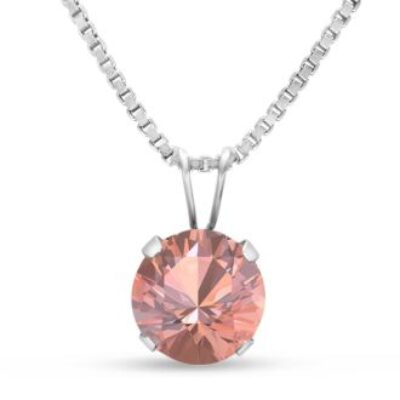 Morganite Necklace | Round Shape Morganite Necklace In Sterling Silver With 18 Inch Chain