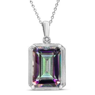 Mystic Topaz Necklace | Mystic Topaz Necklace With Diamond, 18 Inches