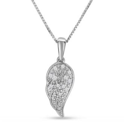 Diamond Necklace | 1/10 Carat Diamond Angel Wing Necklace In Sterling Silver