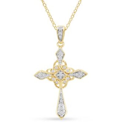 Diamond Necklace | 1/4 Carat Diamond Cross Necklace In Sterling Silver