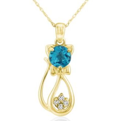 Blue Topaz Necklace | Cat Necklace