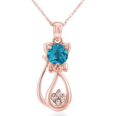 Blue Topaz Necklace | Cat Necklace