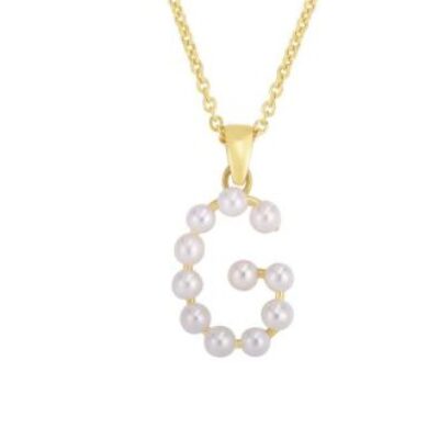 Initial Necklace | G Pearl Initial Necklace In 14K Yellow Gold