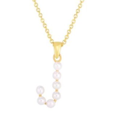 Initial Necklace | J Pearl Initial Necklace In 14K Yellow Gold