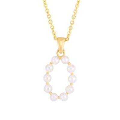 Initial Necklace | O Pearl Initial Necklace In 14K Yellow Gold