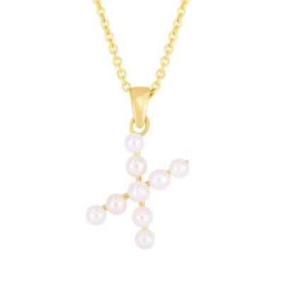 Initial Necklace | X Pearl Initial Necklace In 14K Yellow Gold