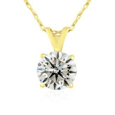 1 1/2 Carat Natural Diamond Solitaire Necklace in 14k Yellow Gold | SuperJeweler.com